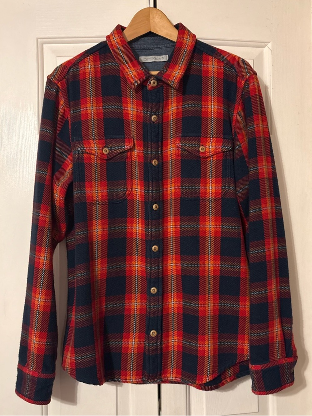 Outerknown Blanket Shirt Red & Navy Plaid Button-Up - XL